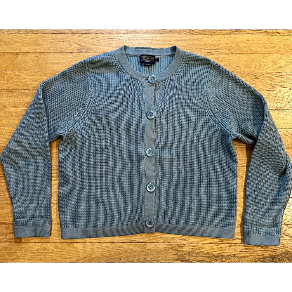 Pendleton women's Green Knit Button-Front Cardigan Sweater Merino Wool petite XL